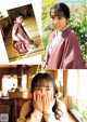 A collage of photos of a woman in a kimono.