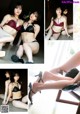 A collage of photos of a woman in lingerie and high heels.